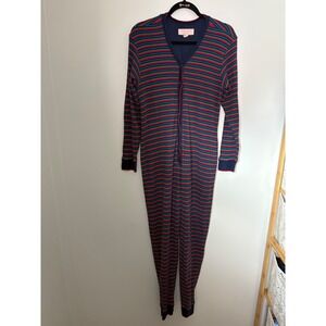 Victoria's Secret One Piece Pajama Striped Cotton Sleepwear Thermal Women's Sz M